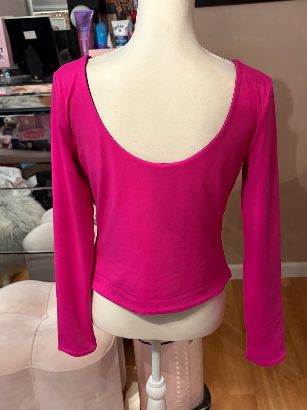 Express Pink and Purple Body Contour High Compression Reversible Scoop Neck Sz L - Picture 6 of 13